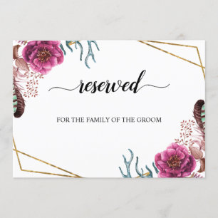 Invitation Panneau de réservation de sièges Mariage Fleur de 