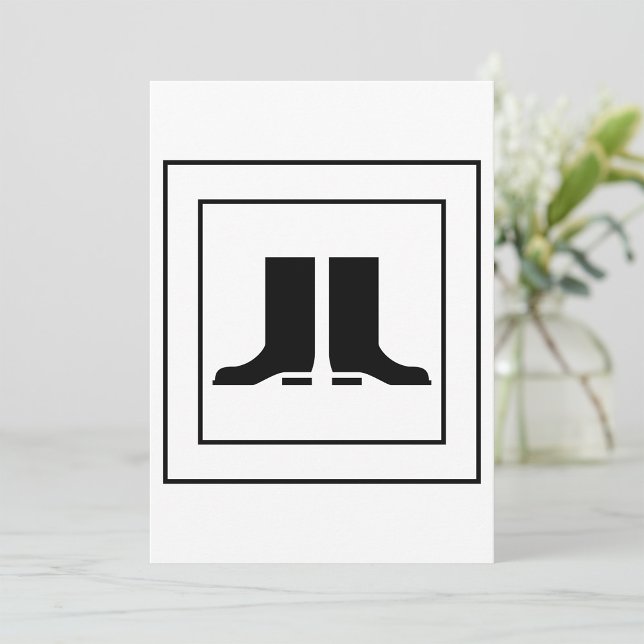 Invitation Panneau de sécurité Bottes en caoutchouc Noir Blan (Créateur téléchargé)