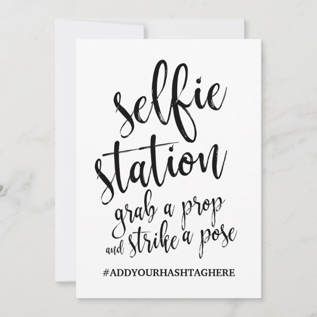 Invitation Panneau de Selfie Station Noir et Blanc Pas Cher (Devant)