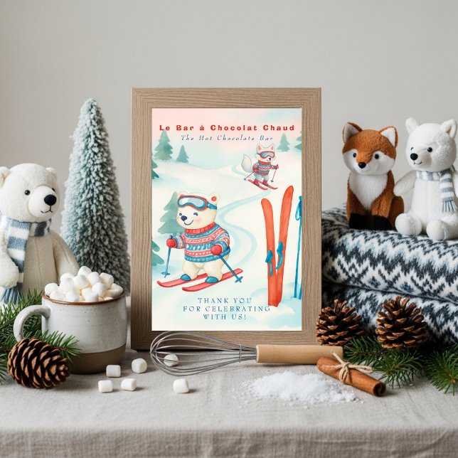 Invitation Panneau de signalisation de la barre de chocolat c (Après Bébé SKi Baby Boho Hot Chocolate Bar Sign)
