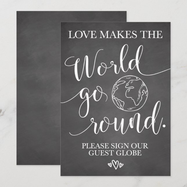 Invitation Panneau de table de mariage Guest Globe (Devant / Derrière)