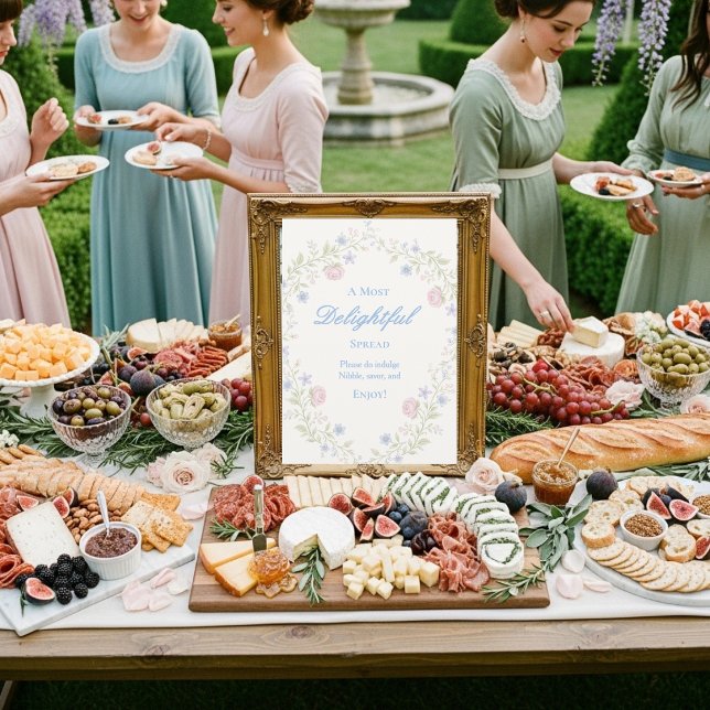 Invitation Panneau de table de pâturage de nourriture florale (Regency Floral Food Grazing Table Sign)