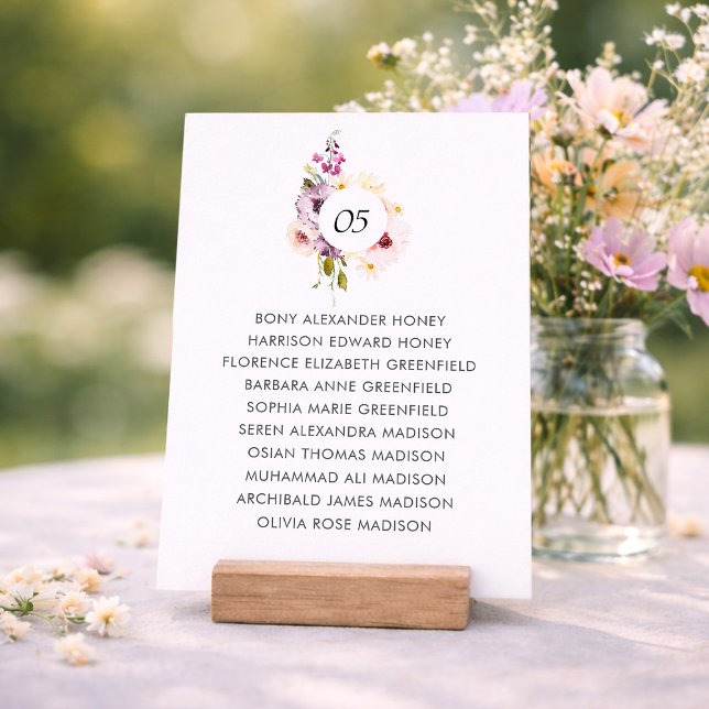 Invitation Panneau de table de plan de salle de mariage flora (Créateur téléchargé)