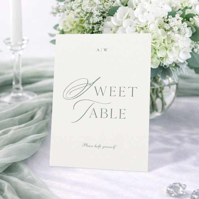 Invitation Panneau de table doux vert sauge minimal (Créateur téléchargé)