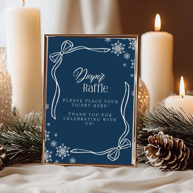 Invitation Panneau de table pour la tombola des couches Winte (Winter Coquette Diaper Raffle Table Sign Invitation)