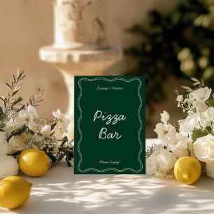 Invitation Panneau de table Retro Green Handwriting Pizza Bar