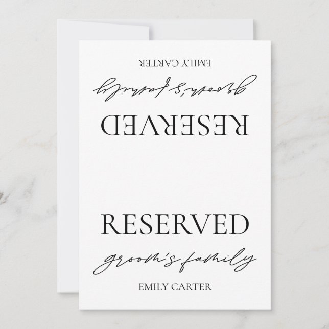 Invitation Panneau de tente de table réservée pour mariage bl (Devant)