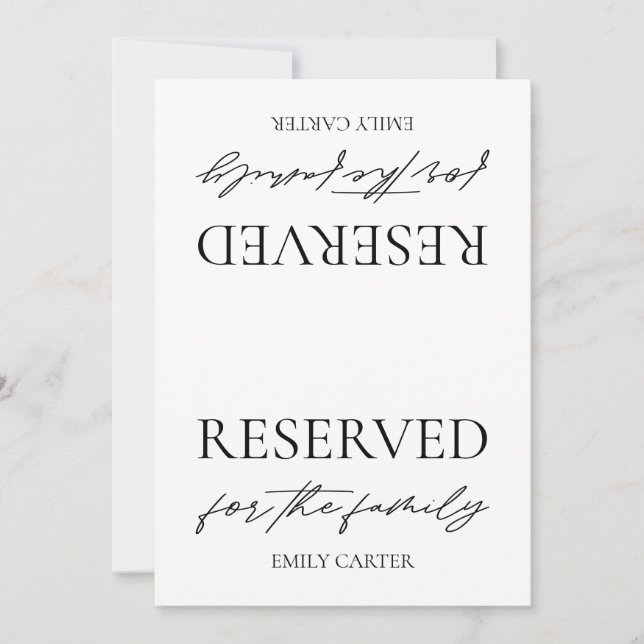 Invitation Panneau de tente de table réservée pour mariage bl (Devant)