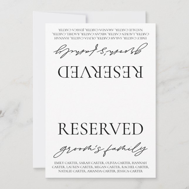 Invitation Panneau de tente de table réservée pour mariage bl (Devant)