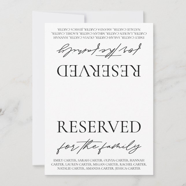 Invitation Panneau de tente de table réservée pour mariage bl (Devant)