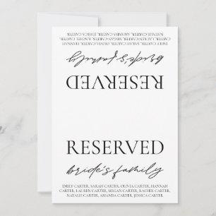 Invitation Panneau de tente de table réservée pour mariage bl