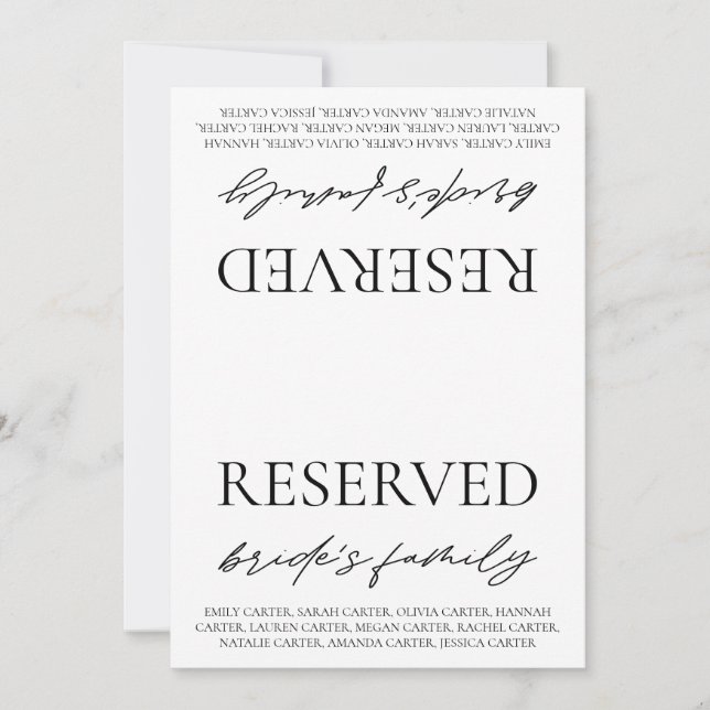 Invitation Panneau de tente de table réservée pour mariage bl (Devant)