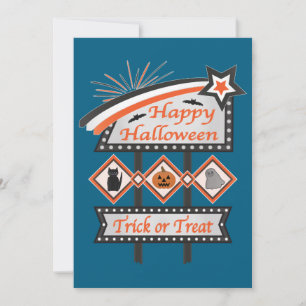 Invitation Panneau d'Halloween Vintage rétros - Tricoter ou t