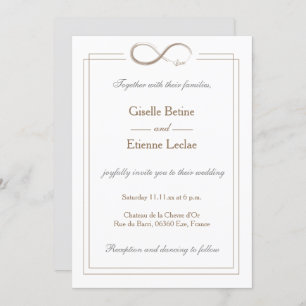Invitation Panneau d'infini Mariage géométrique gris blanc or