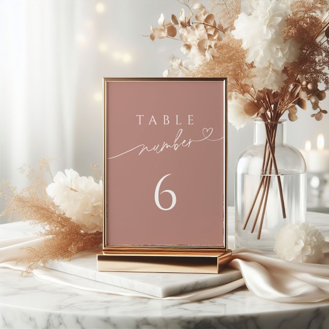 Invitation Panneau du Mariage de table de Rose Dusty manuscri (Créateur téléchargé)