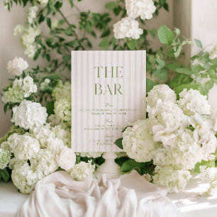 Invitation Panneau élégant Sage Green & Beige Mariage Bar