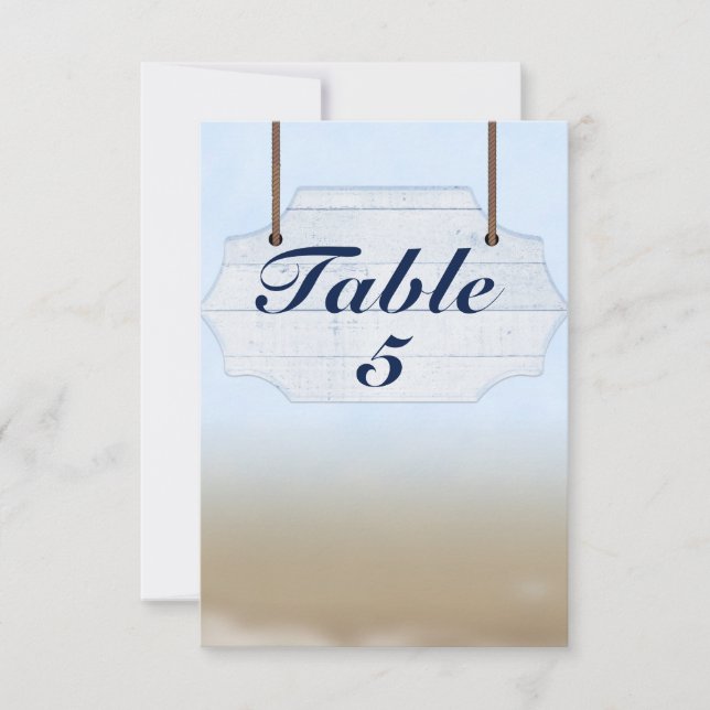 Invitation Panneau en bois blanc pour mariage sur la plage, c (Devant)