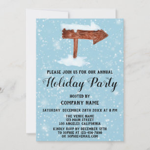 Invitation Panneau en bois Fête de Noël d'entreprise Blanche
