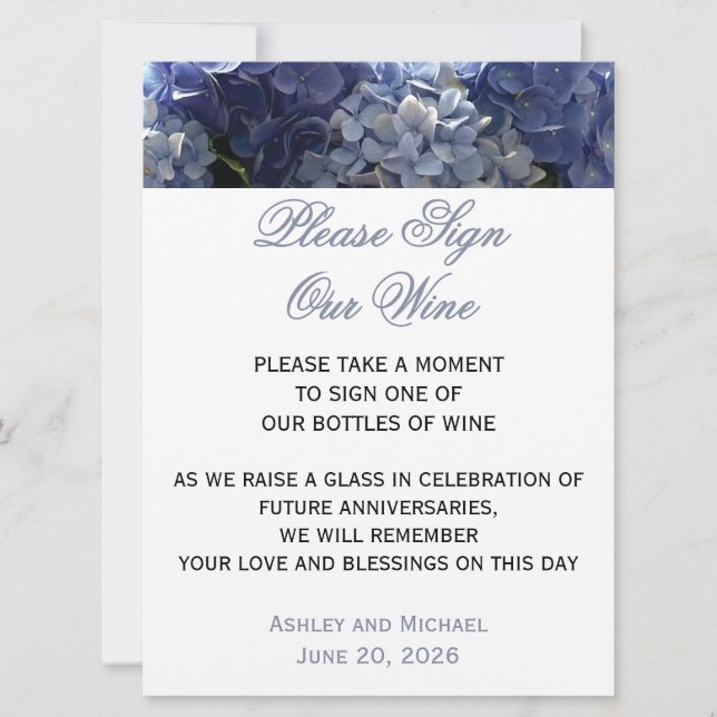 Invitation Panneau Hydrangea Signez Notre Vin (Devant)