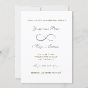 Invitation Panneau infini blanc gris or élégant mariage