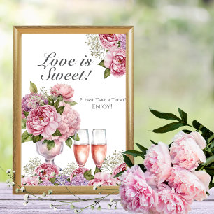 Invitation Panneau "L'amour est doux" Petales & Prosecco