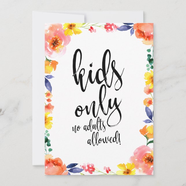 Invitation Panneau Mariage Boho Floral abordable Table Enfant (Devant)