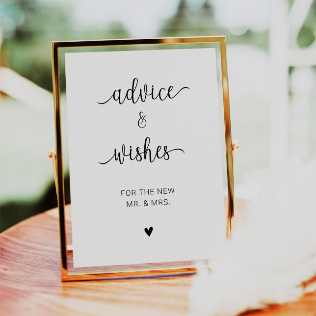 Invitation Panneau Mariage De Conseils Et De Voeux Minimalist (Modern Minimalist Advice And Wishes Wedding Sign Invitation)