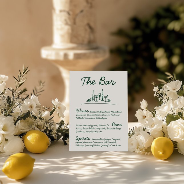 Invitation Panneau Mariage de la barre dessinée à la main Ret (Retro Sketch Hand-Drawn Bar Wedding Tabletop Sign )