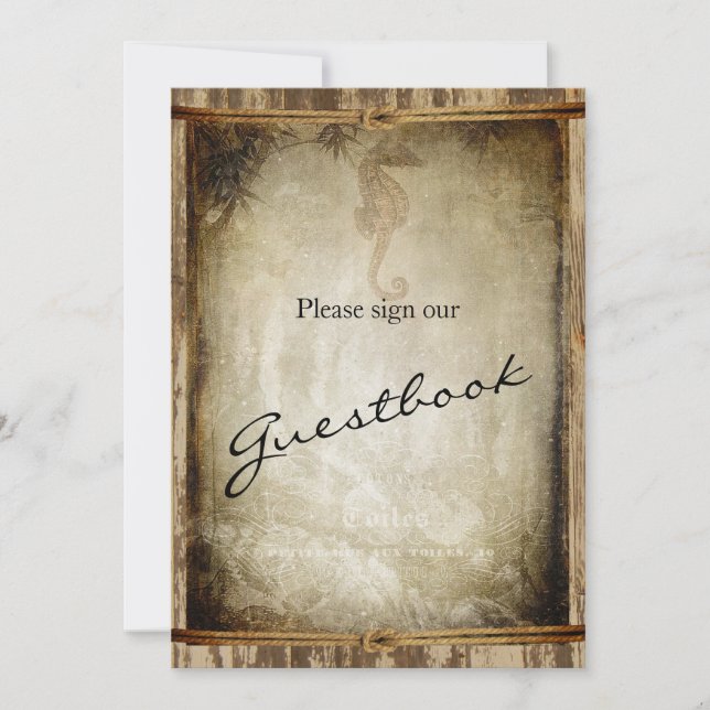 Invitation Panneau Mariage du livre d'hôtes - Bois nautique (Devant)