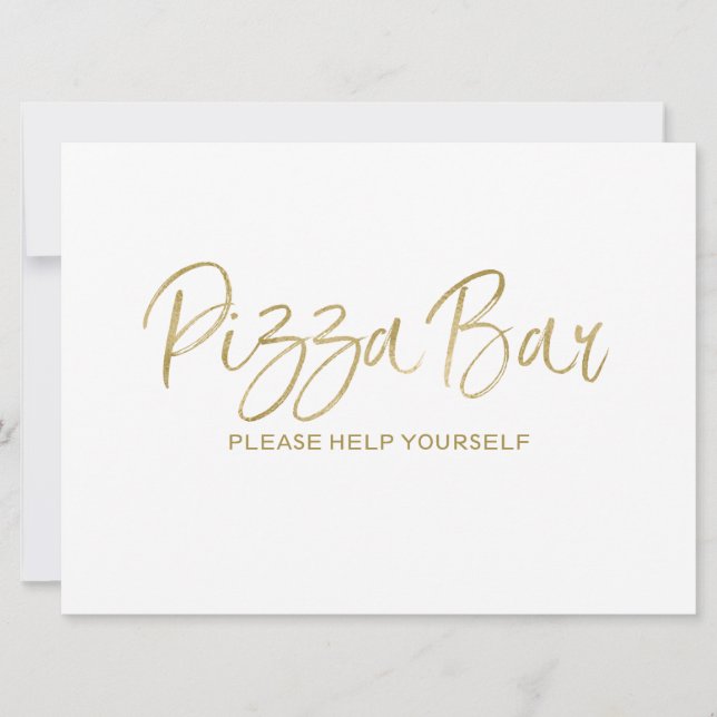 Invitation Panneau Mariage "Pizza Bar" | Or élégant (Devant)