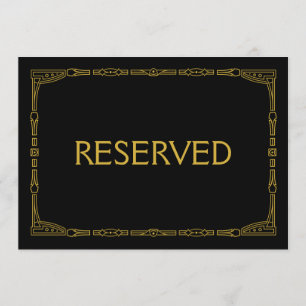 Invitation Panneau Mariage "Réservé" Gold Art Déco