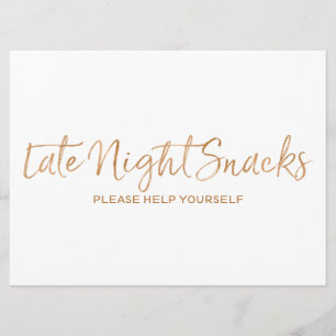 Invitation Panneau Mariage Snacks de nuit  Rose Gold élégant