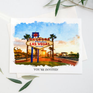 Invitation Panneau Mariage Watercolor Las Vegas