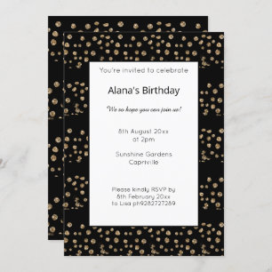 INVITATION PANNEAU NOIR OR LEOPARD POSTER DE ANIMAL ANNIVERSA