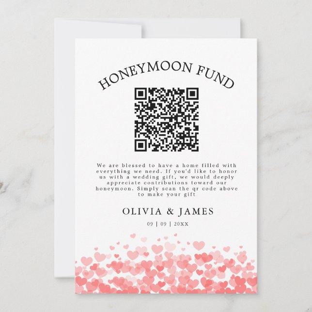 Invitation Panneau QR Code Caisse de Lune de Miel, Mariage Lu (Devant)