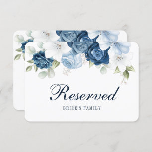 Invitation Panneau réservé Mariage couleur bleu marine Floral