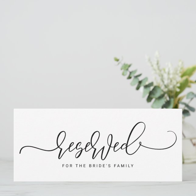 Invitation Panneau Réservé Mariage Typographie Rebonds Noir (Debout devant)