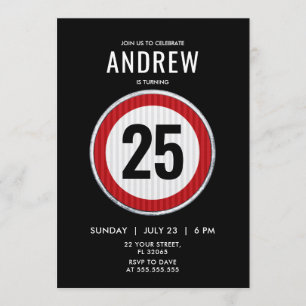 Invitation Panneau rouge circulaire avec anniversaire personn