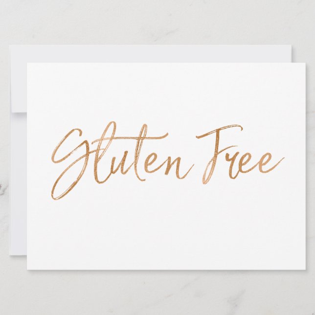 Invitation Panneau "Sans Gluten" | Lettres dorées élégantes e (Devant)