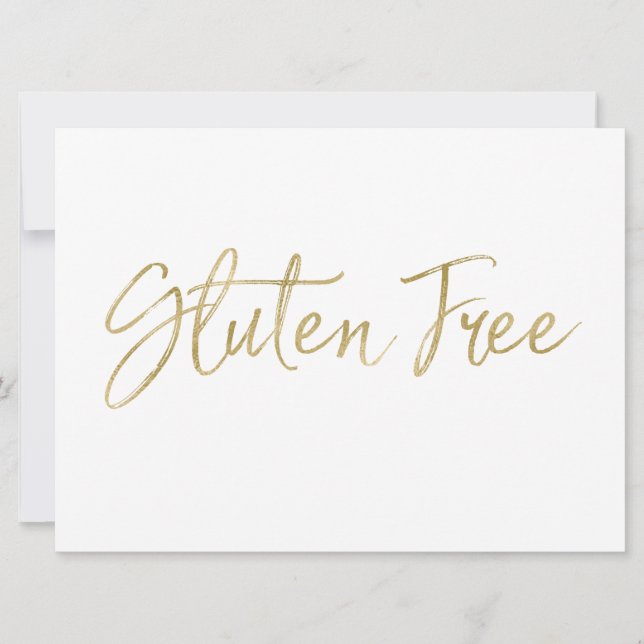 Invitation Panneau "Sans Gluten" | Lettres dorées stylisées à (Devant)