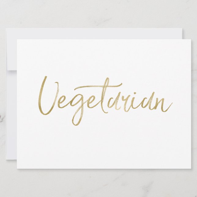 Invitation Panneau "Végétarien" | Lettres dorées stylisées à  (Devant)