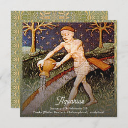 Invitation Panneau Zodiac du porteur d'eau Aquarius Fête d'an