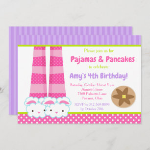 Invitation Panneaux de lapin Pyjamas & Pancakes Fête d'annive