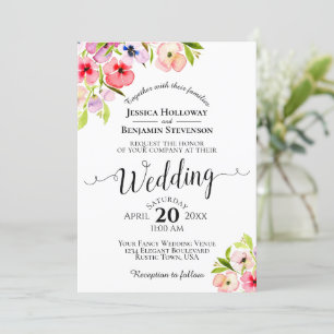 Invitation Pansies colorées et Mariage Fleur sauvage