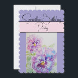 Invitation Pansy Watercolor Pansies Violet floral Fleur<br><div class="desc">Le design de nom personnalisable du rose Shabby Chic Ladie,  avec un nom entièrement personnalisable. Conçu à partir de ma photo et de mon écriture de jardin d'origine.</div>