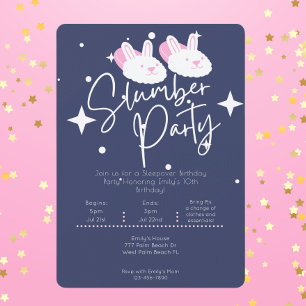 Invitation Pantoufles de lapin Stwood Party Slepover Annivers