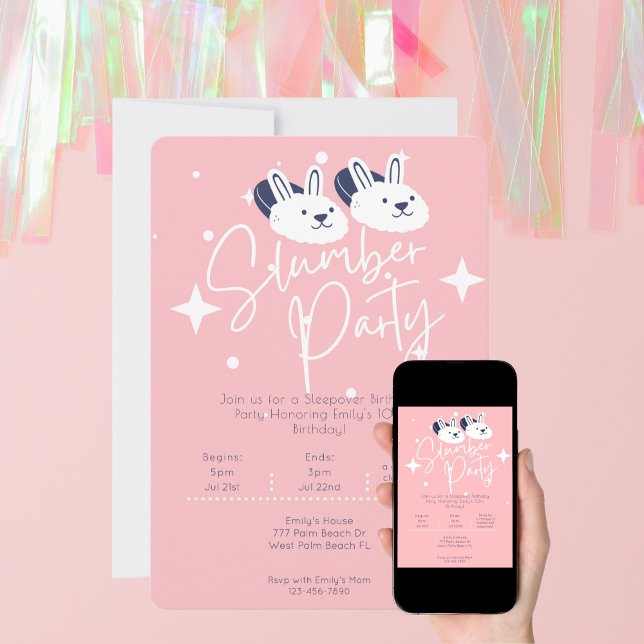 Invitation Pantoufles de lapin Stwood Party Slepover Annivers (Créateur téléchargé)