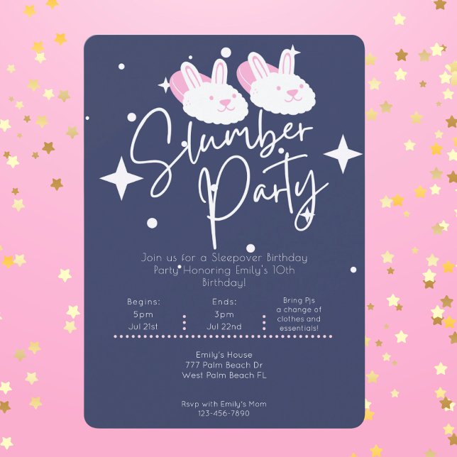 Invitation Pantoufles de lapin Stwood Party Slepover Annivers (Créateur téléchargé)