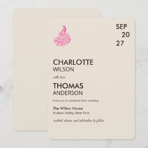 Invitation Paon de mariage botanique Art de couture