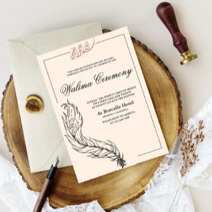 Invitation paon dessiné à la main Arabian Walima
